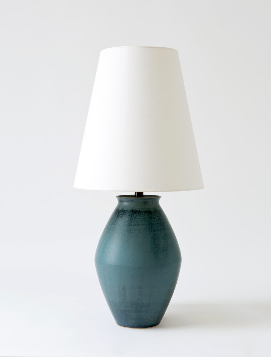 Bright on Presidio - Christiane Perrochon Amphora 31 Steel Blue Crystal Table Lamp