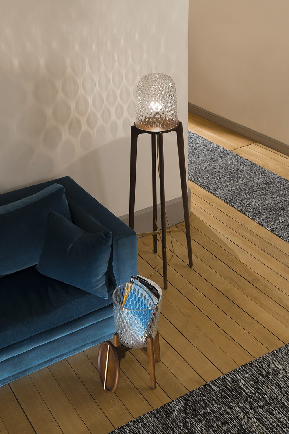 St-Louis Folia Floor Lamp with Side Table Dark Wood