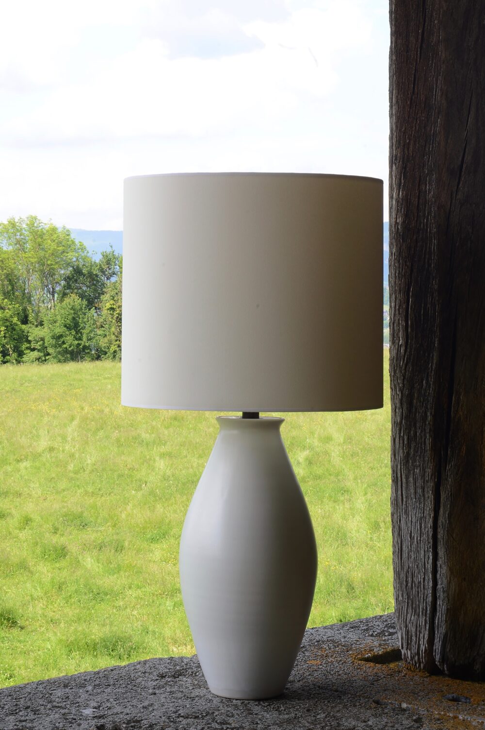 Christiane Perrochon Vase 30" Satin White Lamp