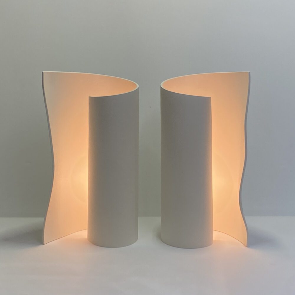 Olivia Barry By Hand Scroll Table Ceramic Lamp Pair