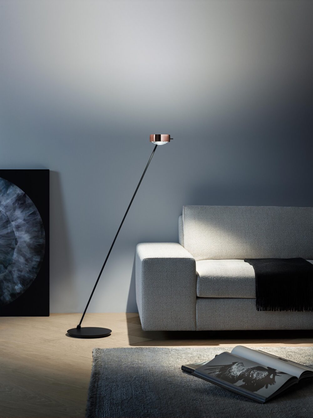 Occhio Sento lettura floor lamp rose gold and black